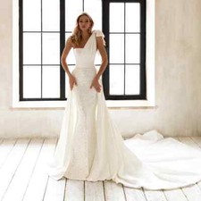 Shiny Sequined Mermaid Wedding Dresses One Shoulder Backless Bridal Gowns Custom