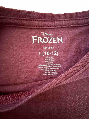 Disney Girls Top Frozen Elsa Size L (10-12) Burgundy/Wine Color FREE NEW CUP - Picture 4 of 7