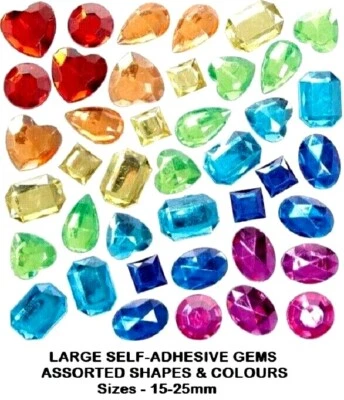 GILCHRIST Large Craft Gems Self Adhesive Rainbow Jewels Size 15-25mm Craft Rhinestones