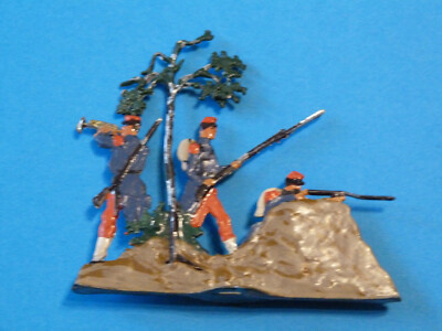 Lot De 9 Soldats De Plats (Zinnfiguren) Français Guerre 1870, Infanterie, 30mm