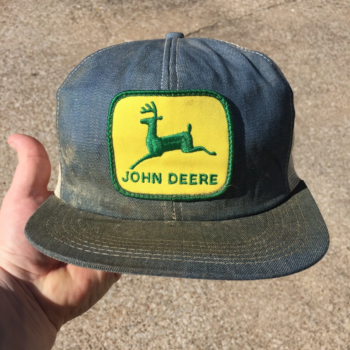 VINTAGE JOHN DEERE Trucker Hat Denim Louisville MFG Co USA Made