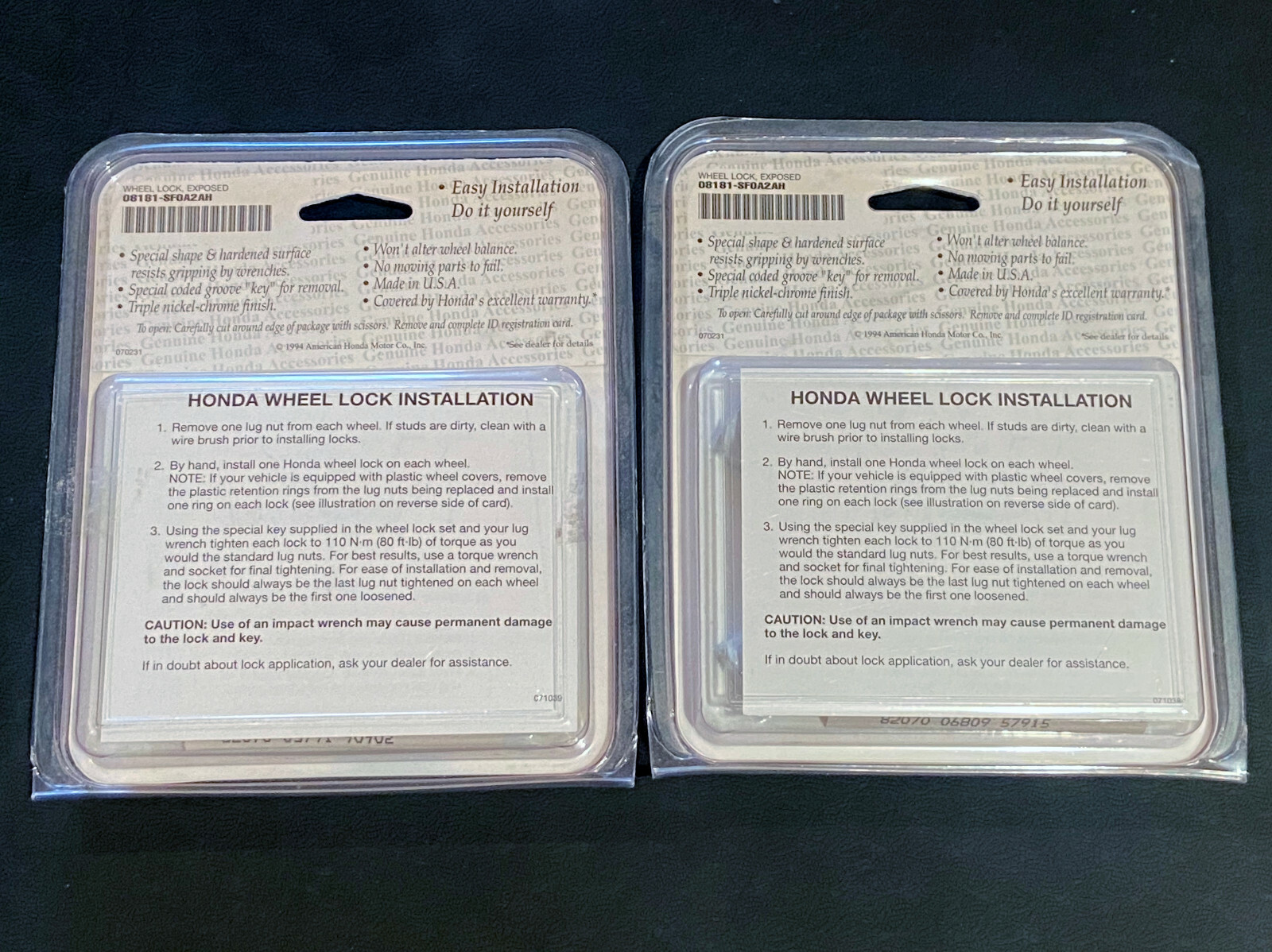 Genuine Honda Wheel Locks PN 08181SF0A2AH Exposed Lug eBay