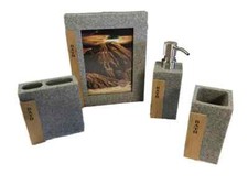 Lot 4 Sandstone Bath Hand Soap Dispenser Toothbrush Holder Bathroom Cup Frame