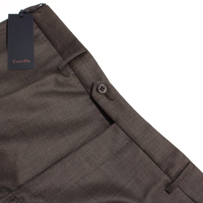 Zanella NWT Dress Pants Size 40 US Parker In Solid Brown Melange 100% Wool
