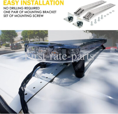 Xprite 4 PCS LED Beacon Strobe Light Bar - Amber & White, 24W, 12V For Truck Emergency Warning-703437