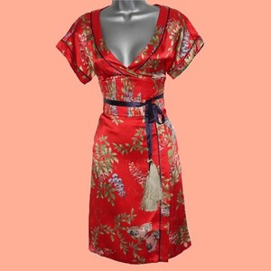 red silk kimono dress