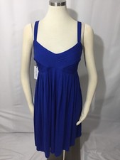 NEW Calvin Klein Royal Blue Pleated Bodice Empire Stretch Dress 8