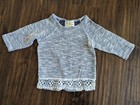 Size 5 Jenna & Jessie Heather Gray Lace Top 3/4 Sleeve Shirt Grey Sweater — photo 1