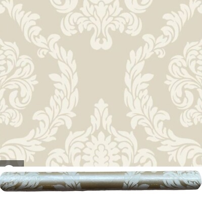 Candice Olson Aristocrat ND 7050 Gold White Textured Damask Wallpaper 1DR 27'