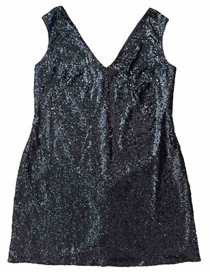 Christina Wu Celebration Black Shiny Sequins Mini Dress Womens Plus Size 24  | eBay