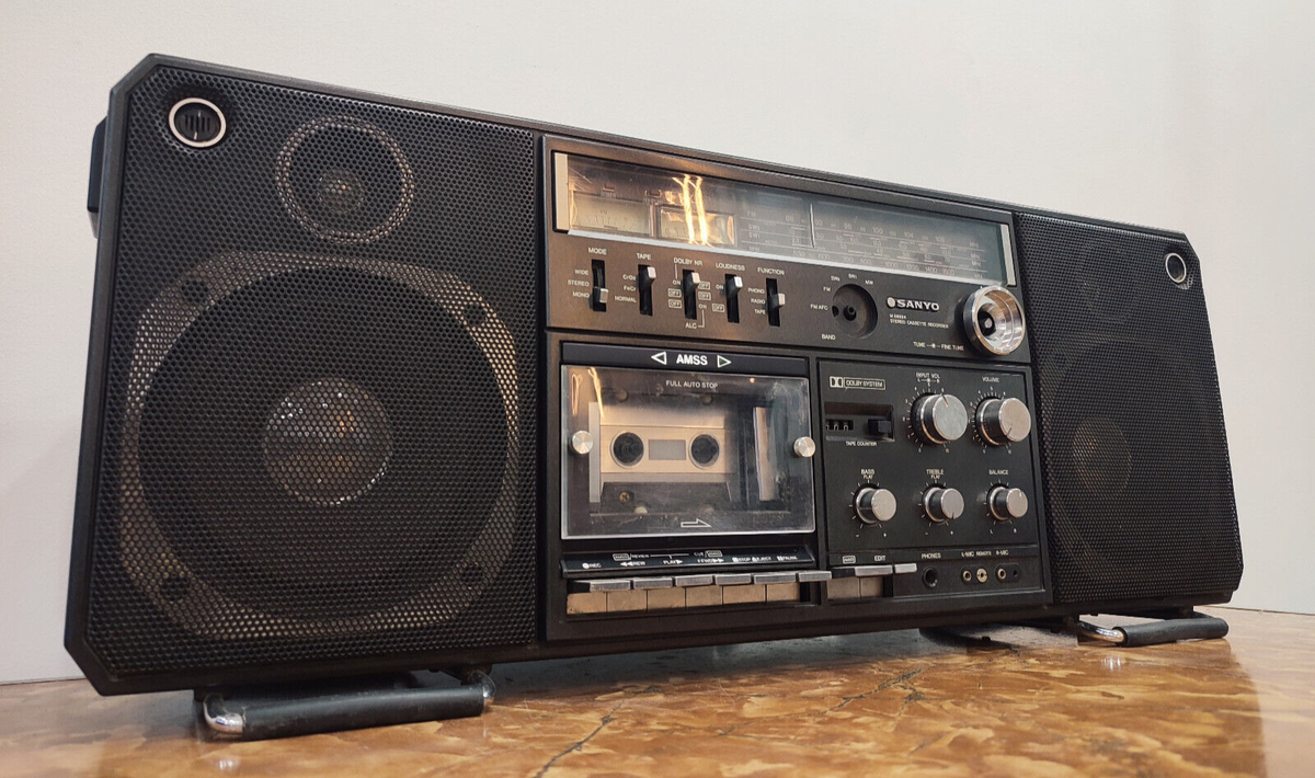 Vintage Sanyo Boombox Stereo Cassette Recorder M-9998K- For Parts