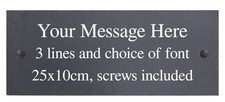 Personalised Engraved Rectangle Slate Plaque Sign with wall fixings - 25x10cm