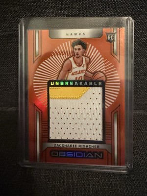 Zaccharie Risacher 2024-25 Obsidian RC Unbreakable Patch Orange Flood /99 Hawks