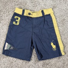 Polo Ralph Lauren Shorts Boys 5 Blue Yellow Chino Colorblock 5 Inseam Pony Logo