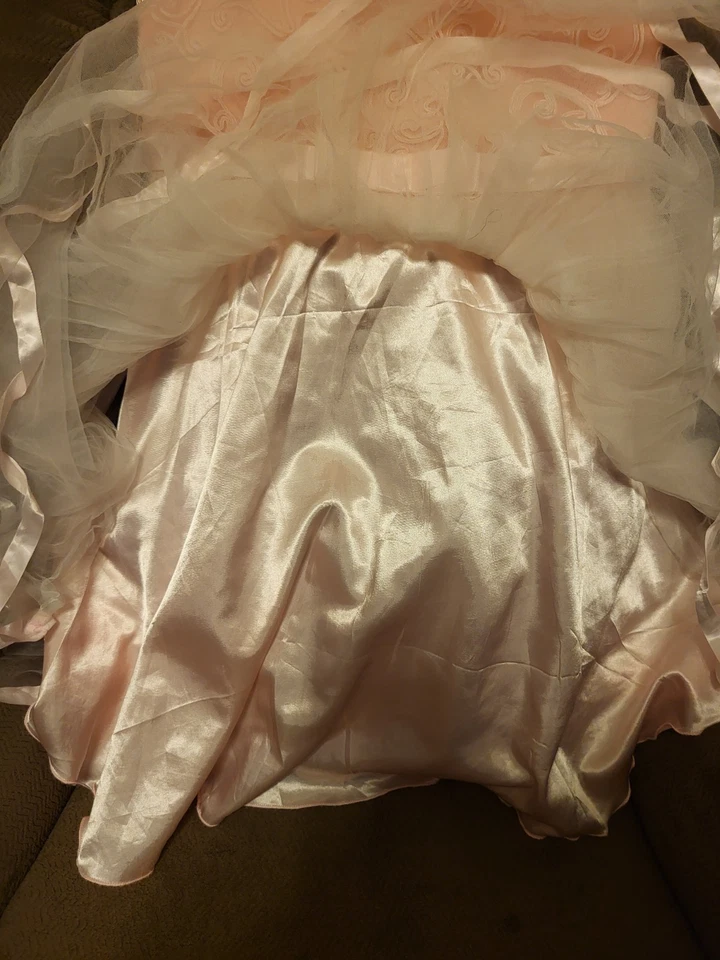 Moda soleada niñas talla 12 Vestido Formal Rosa En Capas Fiesta Cremallera Lazo Trasero Foto 4 de 4