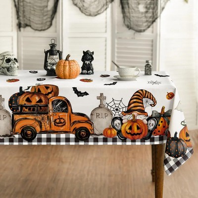 Horaldaily Halloween Tablecloth 60 x 84 Inch Rectangular Ghost Pumpkin | Washabl