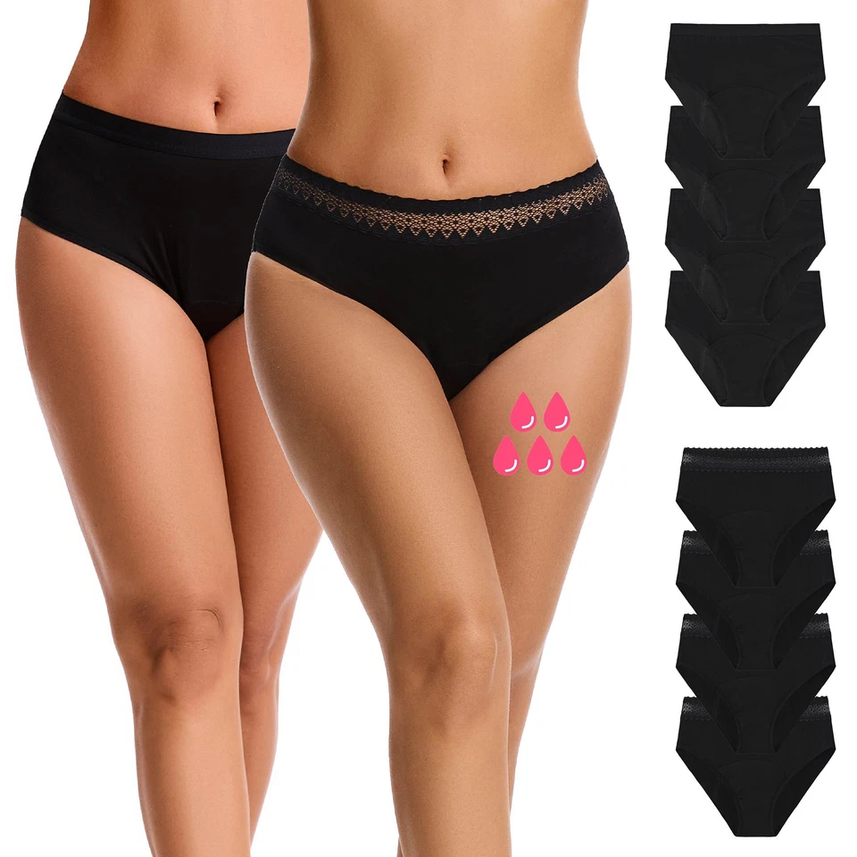 Ladies Period Briefs 1 & 4 Pk Leakproof Underwear Bamboo Viscose Reusable Period - Image 1 of 1