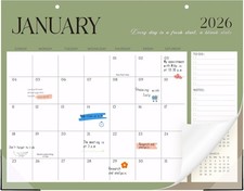 Desk Calendar 2026-2027, 14.3" x 11.2" 18 Month Wall 36.4 x 28.4cm, Green