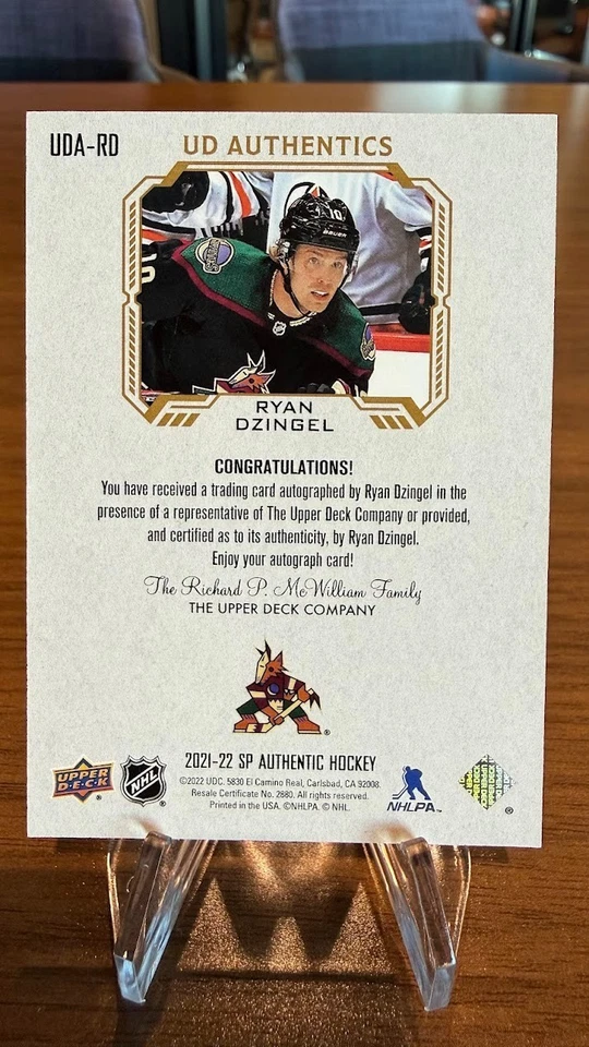 2021-22 SP Authentic UD Authentics #UDA-RD Ryan Dzingel - Image 2 of 2