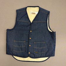 Vintage Levis Western Wear Denim Vest Sherpa Lined Blue Mens Large 51306