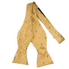 Brooks Brothers Silk Bow Tie Golden Fleece Pattern Self-Tie Adjustable Made USA