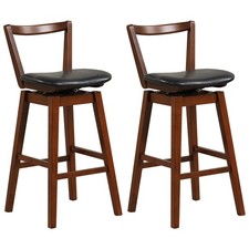 Swivel Bar Height Bar Stool Set of 2 30.5" Upholstered PU Leather Kitchen