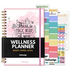 Wellness Planner - Self Care Journal with Agenda for Tracking Weight Loss Die...