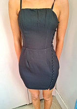 In the Style Black Sweetheart Mini Dress XS Strappy Sleeveless Button Detail