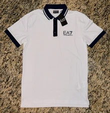 EMPORIO ARMANI $125 Polo Shirt White EA7 Logo AUTHENTIC NEW Sizes M-XXL