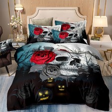 Soft Skull Duvet Quilt Cover Set Bedding Set Single Double King with Pillowcases
