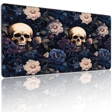 XXL Gaming Mouse Pad, Skull Rose Floral Design, 35.4 x 15.7 Inches, Non-Slip ...