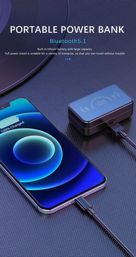 `Mirror BT 5.2 Słuchawki bezprzewodowe ze stereofonicznymi słuchawkami sportowymi LED Waterdic - Zdjęcie 10 z 20