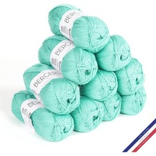 10 pelotes de laine - Algue - 100% coton bio - 3mm - Tricot et crochet - Bergère