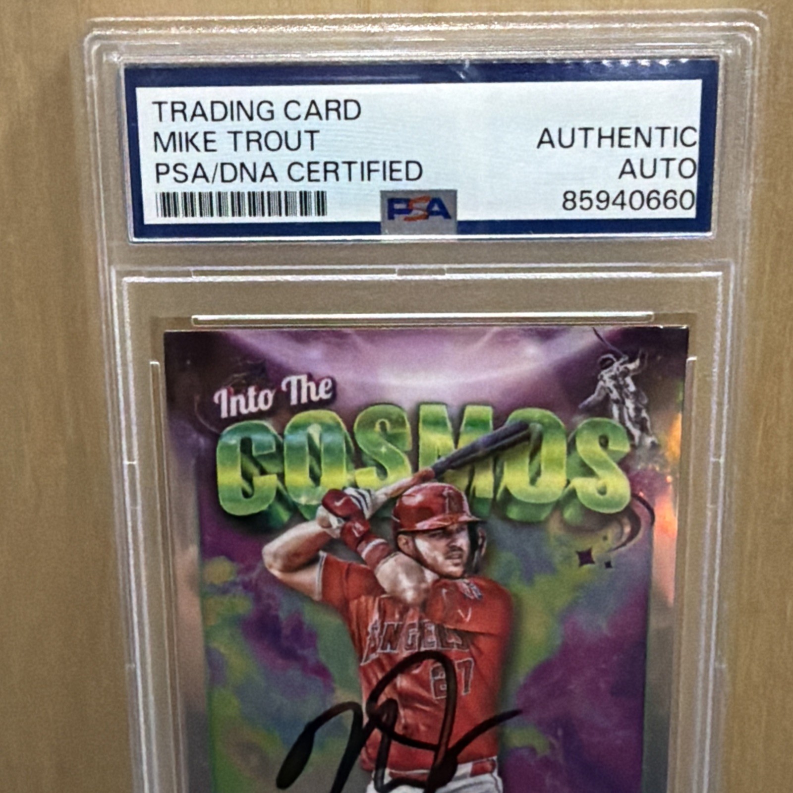 2024 Topps Chrome Cosmic Mike Trout Signed Autograph RARE PSA Auto Authentic view 3