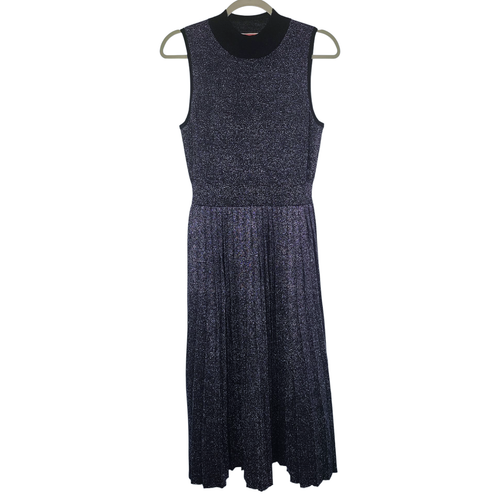Kate Spade Women's Purple Mock-Neck Metallic Pleated Wool Sweater Dress Size M - Picture 4 of 8