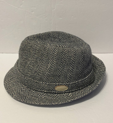 KANGOL Heritage Gaffer Trilby Hat LARGE Wool Herringbone Black 6449KG Fedora
