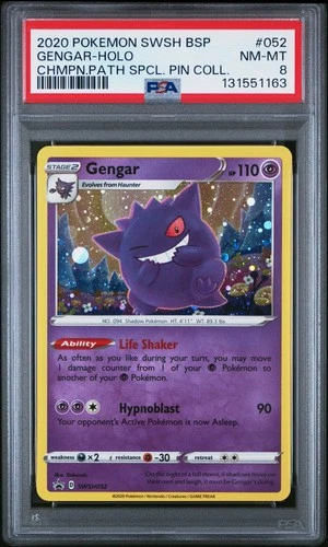 2020 POKEMON SWSH BLACK STAR PROMO #052 GENGAR-HOLO PSA 8