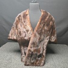 Vintage Real Mink Fur Stole Wrap Cape Brown Mahogany Elegant Formal Collector