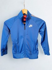 Nike Boys Track Jacket Size 7 / Large Full Zip Hoodie With Gray On Shoulders