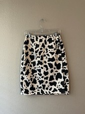 Vintage 1990s Carolyn Rothwell Boutique Black and White Cow Print Wrap Skirt 6
