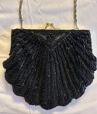 Vintage La Regale Black Beaded Evening Bag Vintage La Regale Black Beaded Evening Bag