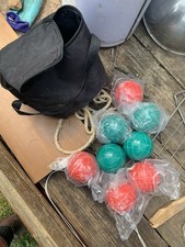Vintage Bocce Replacement Ball 1 Green, 1 Red Square Lines Set Of 2 
