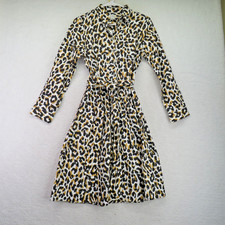 J Crew Dress Womens 4 Leopard Belted Long Sleeve Button Front Cotton A5328