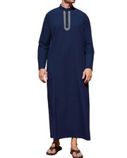 Mens Thobe Islam Arabic Kaftan Big And Tall Dishdasha Muslim Robe Long Gown