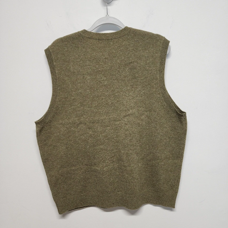 Club Room Jumper Sweater Vest Size L Green 100% Wool V-neck Dad Classic Preppy - Image 2 of 4