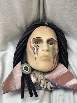 VINTAGE 1995 Dyan Nelson Signed Native American Ceramic Wall Mask Art - SS 2/95