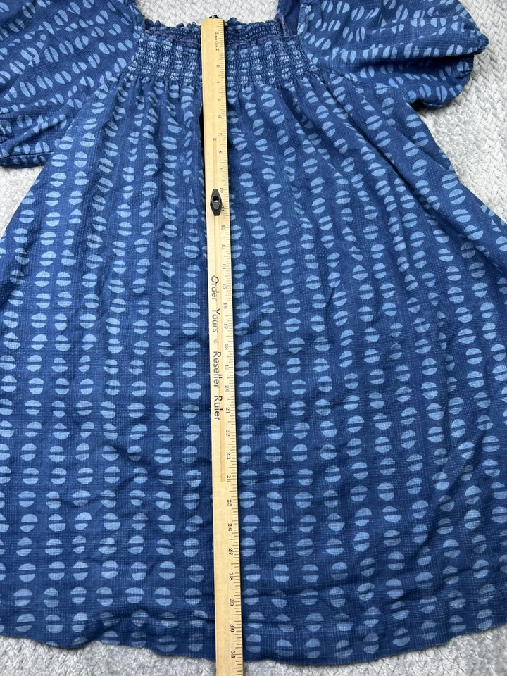 Madewell Dress Womens XL Blue Floral Cotton AOP Short Sleeve - Image 4 of 4