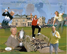 JACK NICKLAUS HAND SIGNED 8x10 COLOR PHOTO AWESOME POSE TO TOMMIE JSA