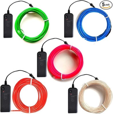 5 Pack(Red,Blue,White,Green,Pink),9ft/2.75m neon Light Flash
