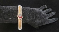 Vintage Sterling Silver & 14K Gold Red Garnet Ladies Bracelet